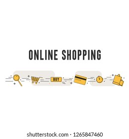 Online shopping concept.  Flat design graphic elements,signs,symbols. Modern concept for web banners, websites,printed materials. Creativevector illustration.