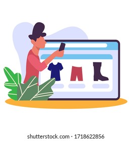 Online shopping concept flat design for landing page vector design template