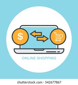 Online shopping concept. Flat design vector illustration.