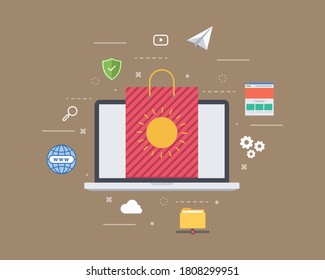 Online Shopping Concept Flat Illustration