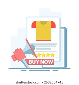 Online Shopping Concept flat illustration. e-commerce, flash sale, discount, cashless payment, digital, shopping with devices and goods on display. flat vector illustration on background.