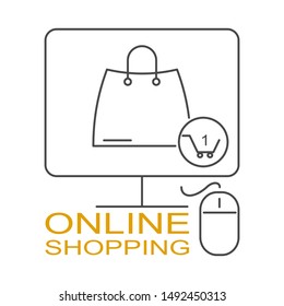 Online shopping concept. Flat style. With text: Online shopping. 