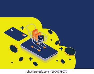 Online shopping concept. Flat vector design, vector