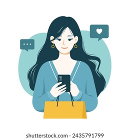 Concepto de compras en línea. ilustración vectorial plana
