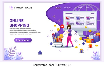 Online Shopping Concept Giant Screen Displaying Stock Vector (Royalty ...