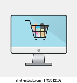 Online shopping concept icon. Shopping anywhere. Shopping from home. Online market technology. Easy shopping by digital communication