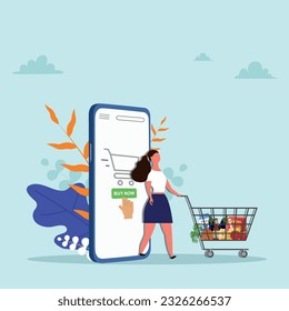 Diseño de vectores de iconos de concepto de compras en línea.