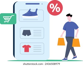 Vector de ilustración de concepto de compras en línea