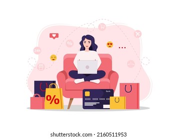 Online shopping concept illustration, web templates, flat design vector poster eps 10