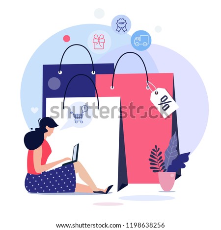Online shopping concept illustration, web templates, flat design vector poster