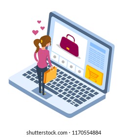 Online shopping concept. isometric vector illustration