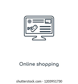 Online shopping concept line icon. Linear Online shopping concept outline symbol design. This simple element illustration can be used for web and mobile UI/UX.