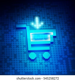 Online Shopping Concept, Market Kart Icon On A Digital Sceen