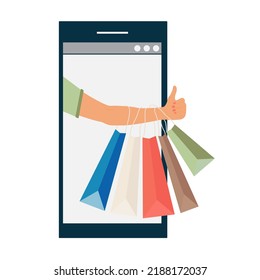Online shopping concept, minimalistic vector illustration in flat style