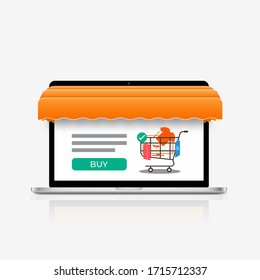 Online shopping concept. Mobile application technology. Digital marketing. vector illustration
