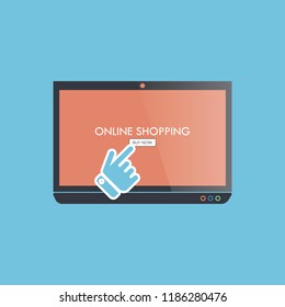 Online shopping concept, mobile and digital marketing. Set of flat design element, vector illustration.