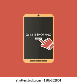 Online shopping concept, mobile and digital marketing. Set of flat design element, vector illustration.