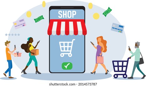 Online-Shopping-Konzept. Mobile E-Commerce-Geschäft.