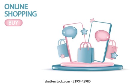 Online shopping.The concept of mobile marketing and e-commerce. Online store, e-commerce concept. Online shopping on application and website concept.