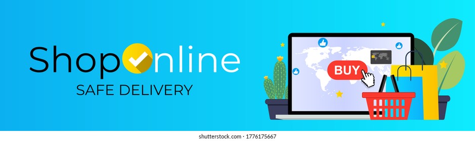 Online Shopping Concept. Modern flat concept for web banners, websites, infographics, printed materials. Vector Illustration EPS10