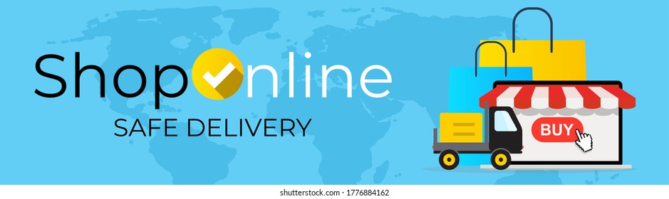 Online Shopping Concept. Modern flat concept for web banners, websites, infographics, printed materials. Vector Illustration EPS10