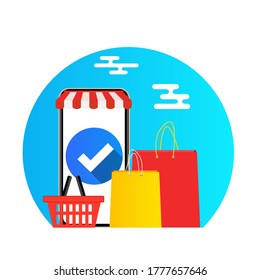 Online Shopping Concept. Modern flat concept for web banners, websites, infographics, printed materials. Vector Illustration EPS10