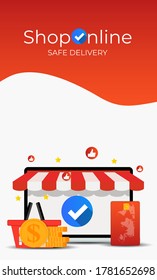 Online Shopping Concept. Modern flat concept for web banners, websites, infographics, printed materials. Vector Illustration EPS10