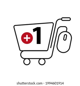 Concepto de compra en línea, ratón en forma de icono vector de carro de la compra.