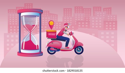 Online Shopping Concept, on Website or Mobile phone Application, Digital marketing. stay at home and using smartphones, food delivery. Vector for Design illustration 24-hours shopping