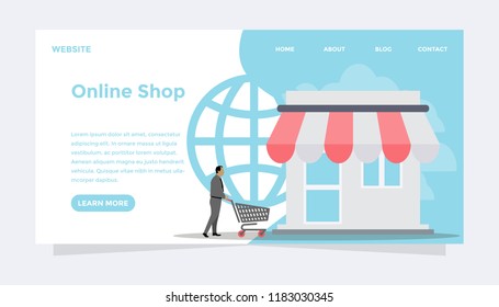 Online shopping concept. Ready to use vector illustration. Suitable for background, wallpaper, landing page, web, banner, card and other creative work.