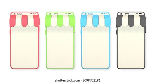 Online shopping concept. Realistic 3d mobilephone. Online store. Vector illustration.