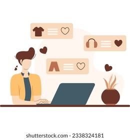 Online shopping concept set. E-commerce, customer on the sale. App on mobile phone and computer. Isolated vector illustration in flat style