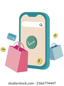 Online shopping concept set. E-commerce, customers are selling. Apps on mobile phones and computers. Isolated vector illustration in flat style