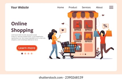 Online shopping concept set. E-commerce, customer on the sale. App on mobile phone and computer. Isolated vector illustration in flat style