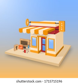 Online shopping concept. Store building. vector illustration