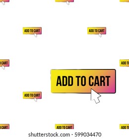 Online shopping concept. Vector add to cart button seamless pattern. Fashion illustration, patches, stickers. Hand sketched background e-commerce style.