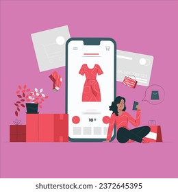 ilustración de diseño vectorial de concepto de compra en línea