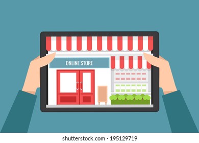 online shopping concept, vector flat design