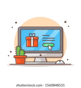 Online Shopping Concept Vector Icon Illustration. Business Icon Concept White Isolated. Flat Cartoon Style Suitable for Web Landing Page, Banner, Sticker, Background