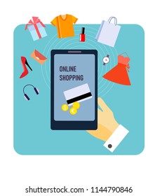 Online shopping concept. Vector illustration.