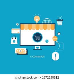 Online shopping concept. Vector illustration.