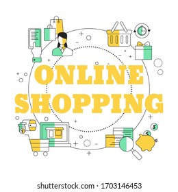 Concepto de compras en línea.. Ilustración vectorial para sitio web, aplicación, banner, etc.