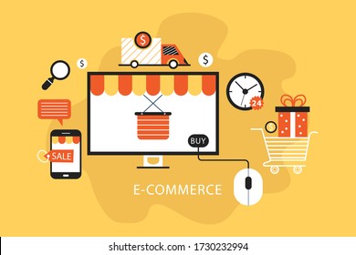Online shopping concept. Vector illustration