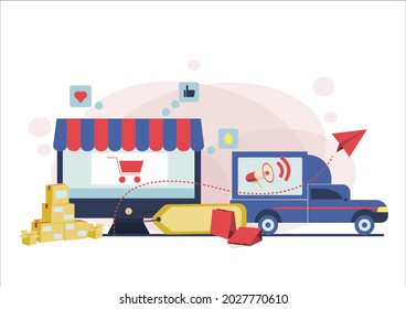 Online shopping concept Vector Illustration.