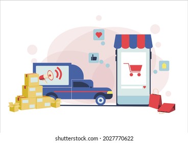 Concepto de compras en línea Ilustración vectorial.
