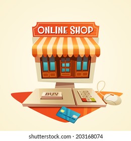 Online shopping concept. Vector illustration.