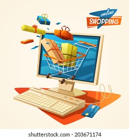 Online shopping concept. Vector illustration.