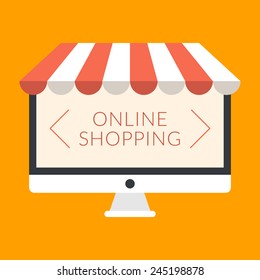 Online shopping concept. Vector illustration in flat design style