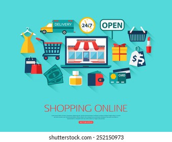 Online shopping concept. Vector illustration.