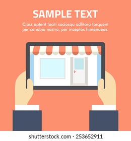 Online shopping concept. Vector illustration in flat design style